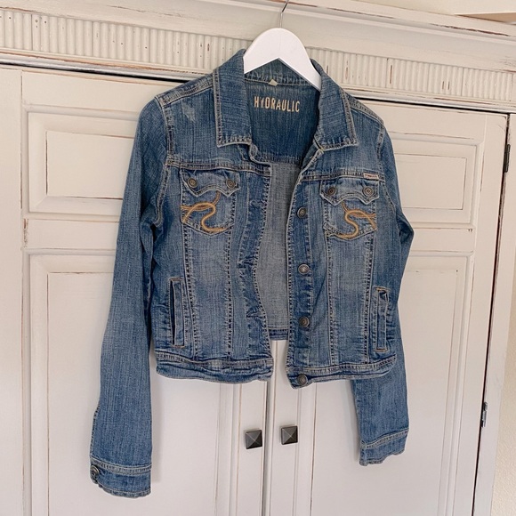 Hydraulic Jackets & Blazers - Hydraulic Denim Blue Jean jacket button front Medium Festival Fall Rodeo School